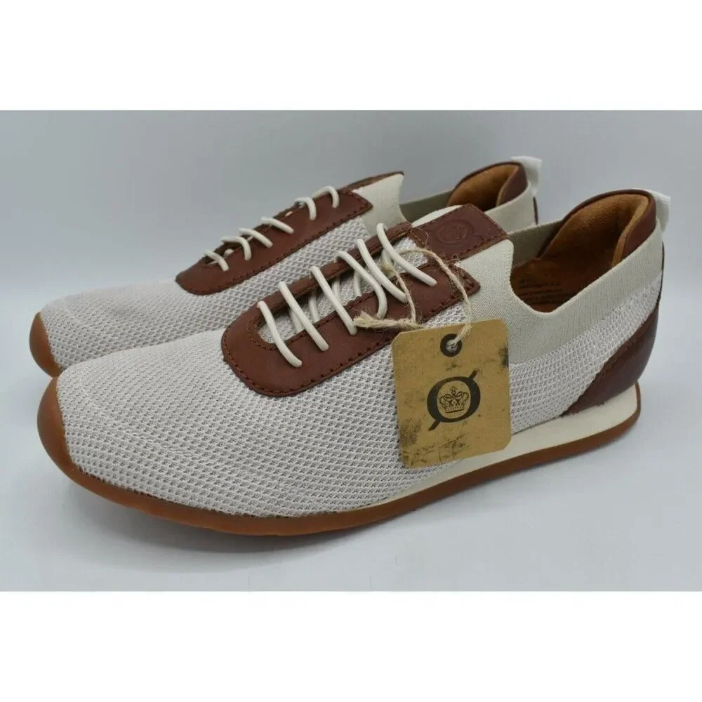 Born Mens Size 8.5 Barrett Leather Fabric Knit Slip‎ On Casual Sneakers Shoes